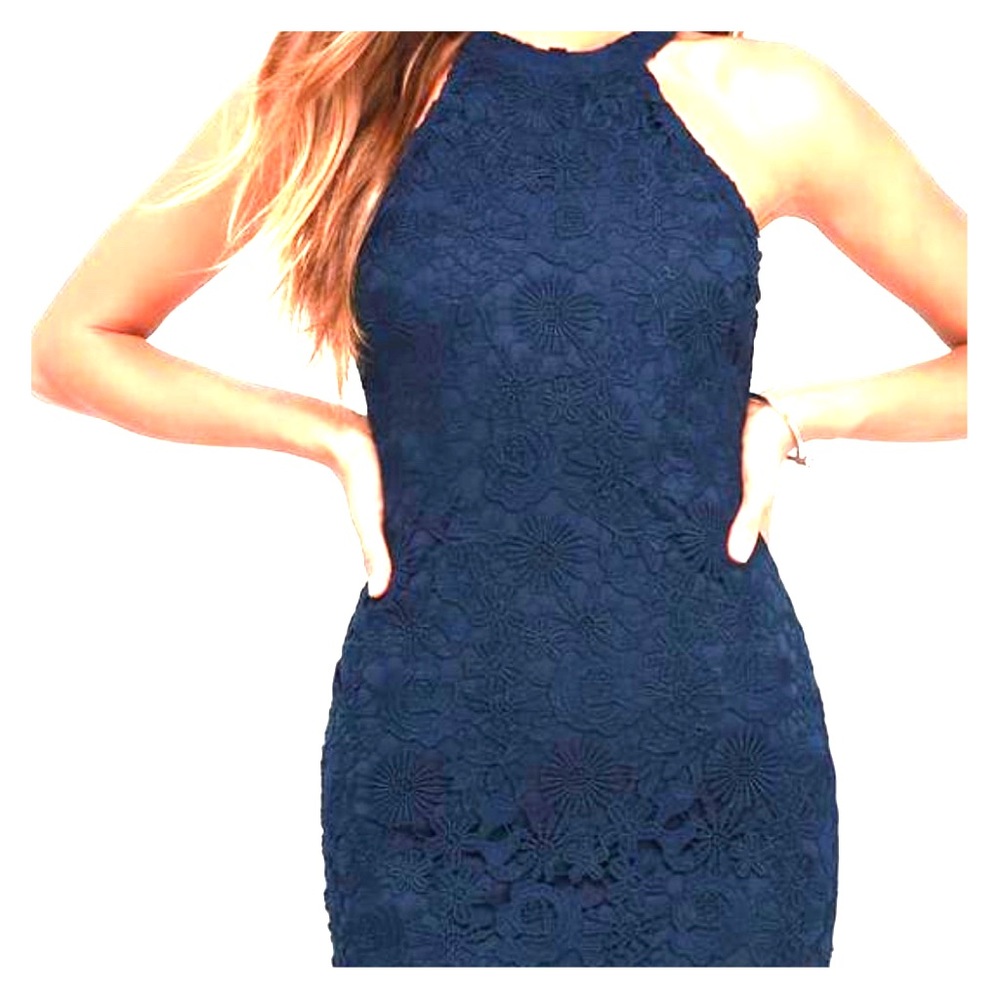 Lulu navy blue lace mini dress